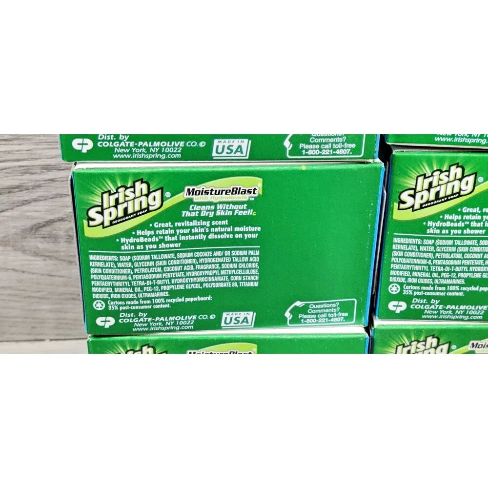 Irish Spring Moisture Blast With HydroBeads Bar Soap Lot 6 New 4oz Discontinued